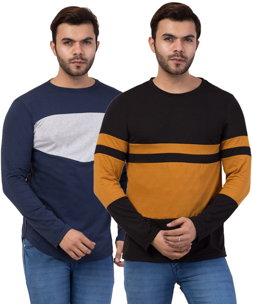 Buy online Yellow Color Block Cut & Sew T-shirt from top wear for Men by  Sidkrt for ₹449 at 55% off