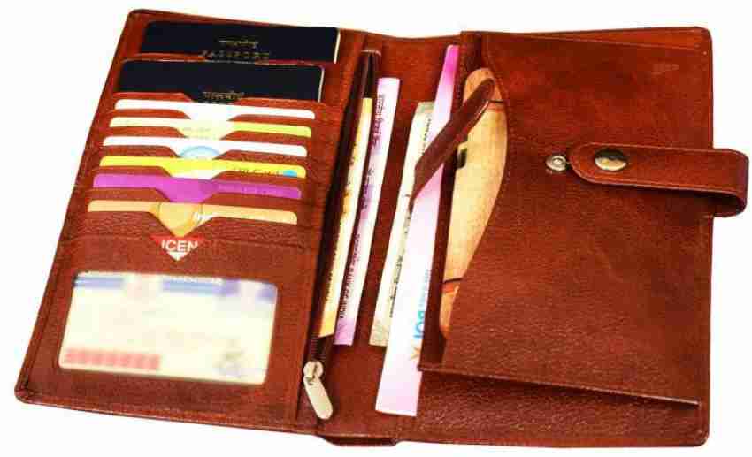 ABYS Genuine Leather Coffee Brown Passport Wallet, Cheque Book Holder, Travel  Wallet, Card Holder, Debit Card Holder