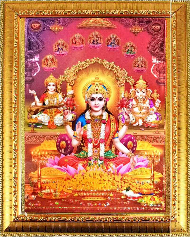 SUNINOW God laxmi ganesh saraswati with asht laxmi photo frame ...