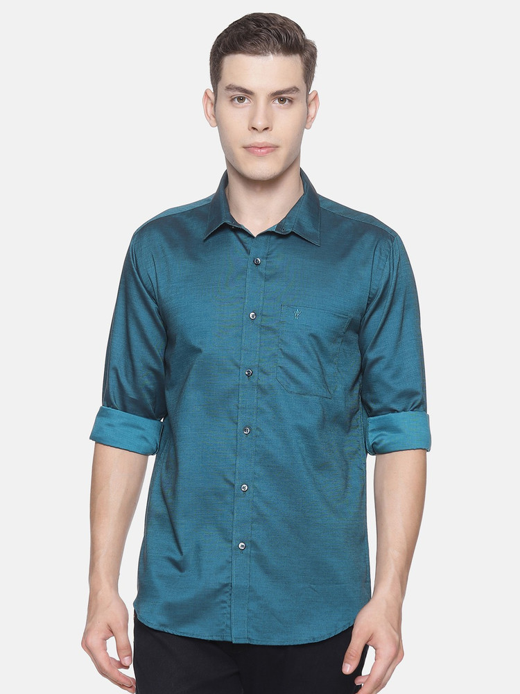 Ramraj Cotton Men Solid Formal Blue 