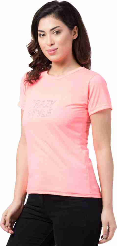 Wiser Printed Women Round Neck Pink T-Shirt - Buy Wiser Printed