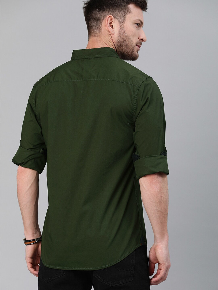oil green color shirt
