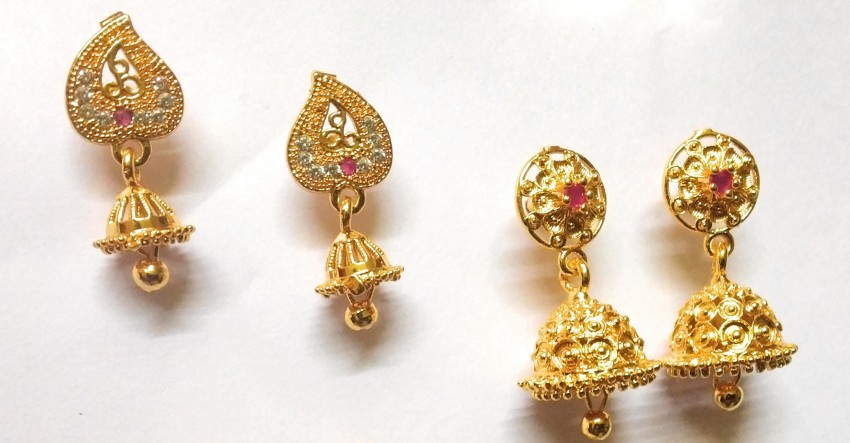 Kashtbhanjan 1 Gram Gold Fancy Mangalsutra Oxidised Gold Earrings German  Silver Earrings  Studs Bali Round