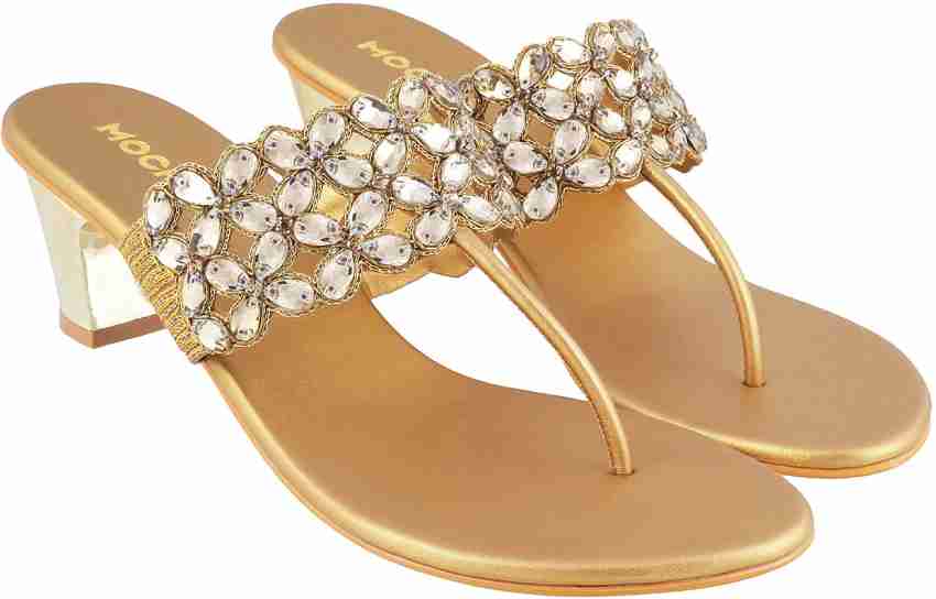 Buy Mochi Women Gold Party Sandals Online