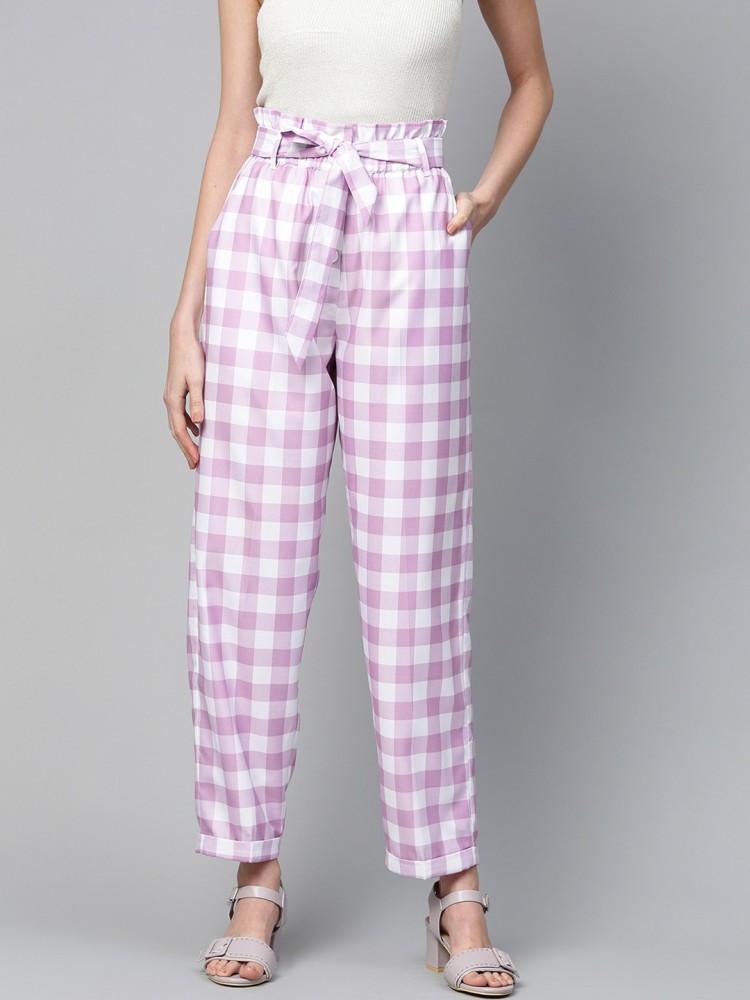 ASOS DESIGN casual flare trousers in pink check coord  ASOS