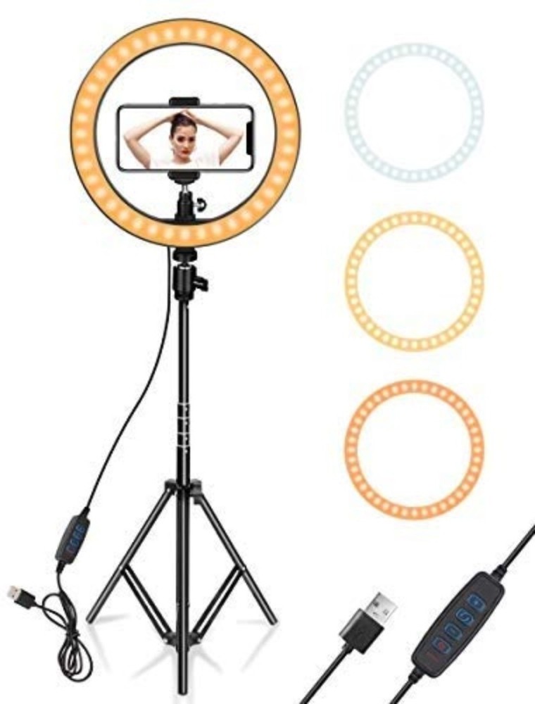 hkutotech LED Ring Light with Stand for Camera Smartphone You-Tube Video Shooting Instagram Reels Makeup, Takatak, Musically, Vigo and Many More (12 inch Ring Light 7feet Ring Flash -