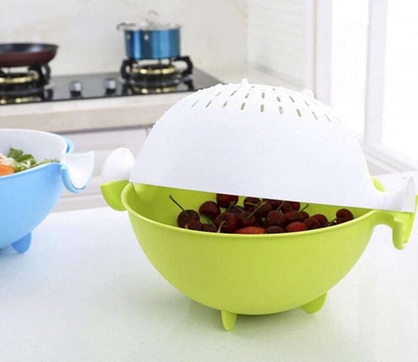 Get Kitchen Vegetable Rotating Cleaning Basket Vegetable Fruit Drainer  Salad Spinner Delivered