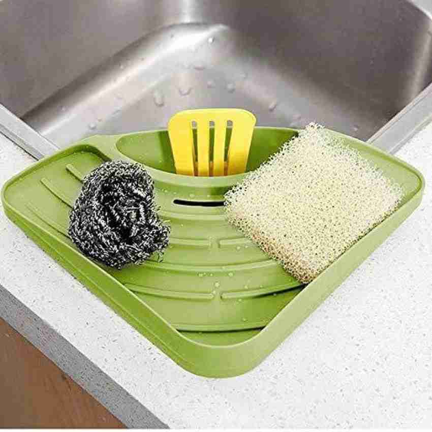 Large Sponge Holder Kitchen Sink Caddy Rack Stand Cleaning Brush Soap  Organizer Storage Rack With Drain