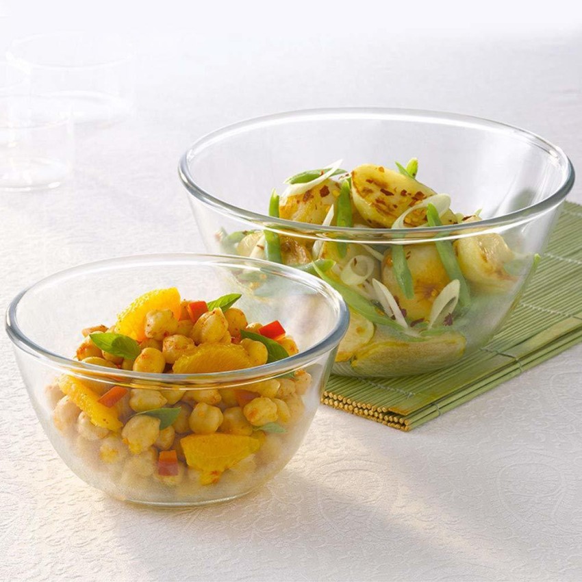 Buy Borosil Basic Glass Mixing & Serving Bowls With Lids