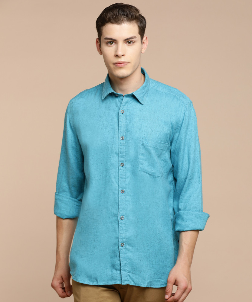 PARX Men Self Design Formal Blue Shirt 