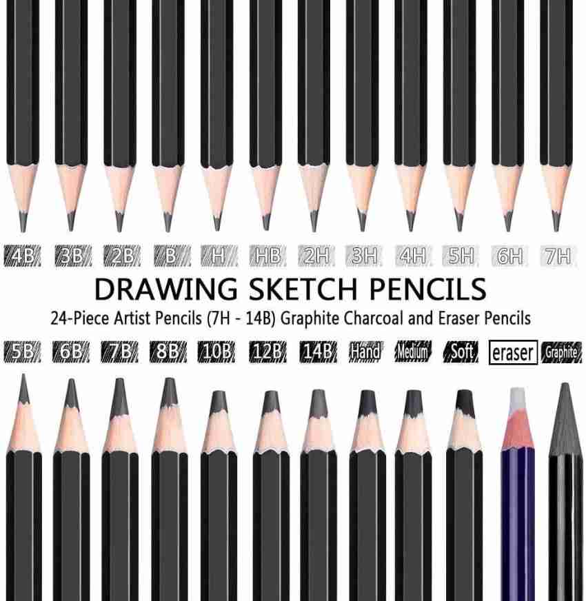 Professional Drawing Sketching Pencil Set - 12 Pieces Drawing Art Pencils  (8B - 2H) Graphite Shading Pencils for Beginners & Pro Artists 