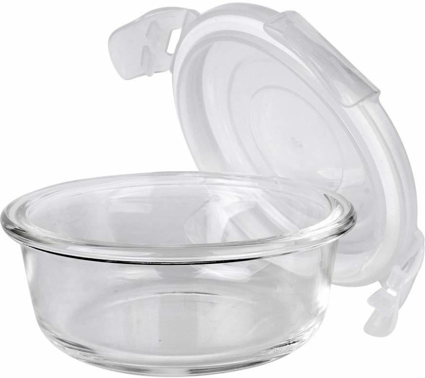 Glass Lunch Box Set of 3 400 Ml Round Microwave Safe office Tiffin