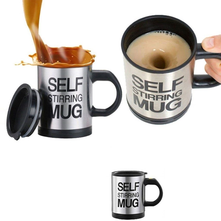 Self Stirring Mug- Reusable Auto Mixing Cup With Travel Lid For