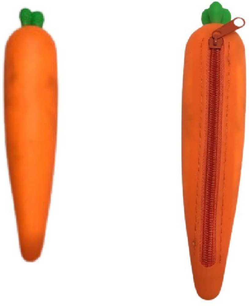 Shop Silicone School Pencil Case Carrot Shape - Orange