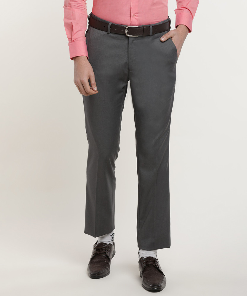 PARK AVENUE Slim Fit Men Grey Trousers 