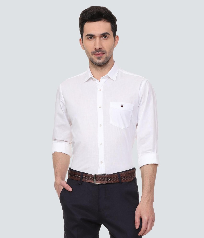 Louis Philippe Men White Super Slim Fit Check Full Sleeves Casual Shirt