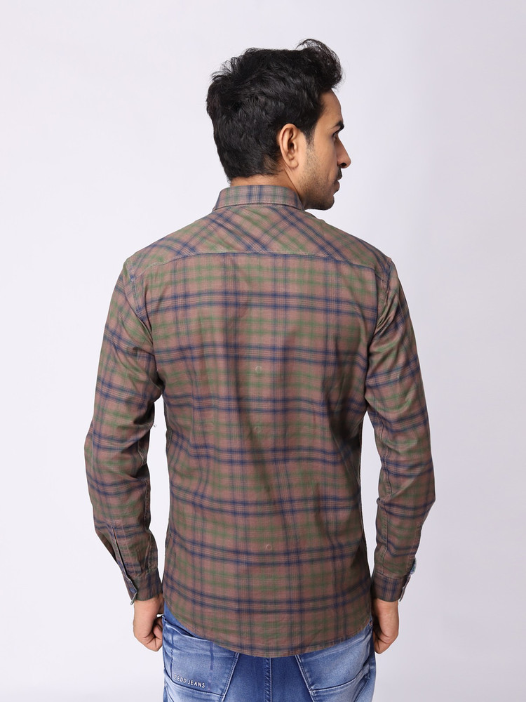 Zedd Men Checkered Casual Grey Shirt 
