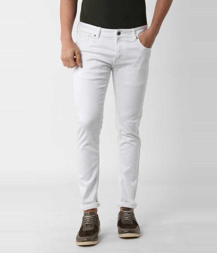 mens white slim straight jeans