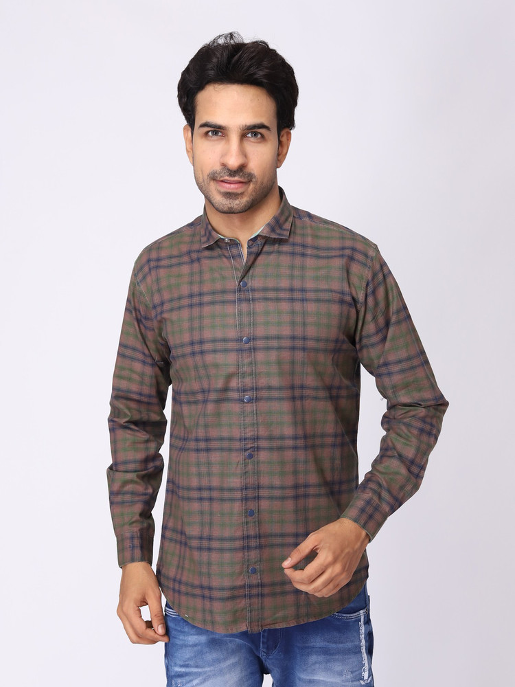 Zedd Men Checkered Casual Grey Shirt 