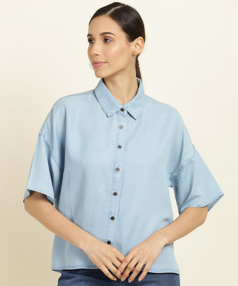 Forever 21 Dresses  Buy Forever 21 Blue Denim Mini Shirt Dress Online   Nykaa Fashion