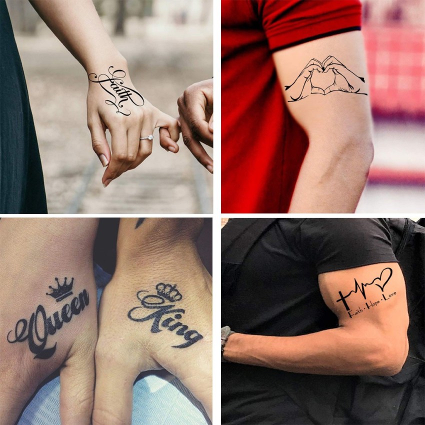 King And Queen Card Symbols Tattoos On Fingers