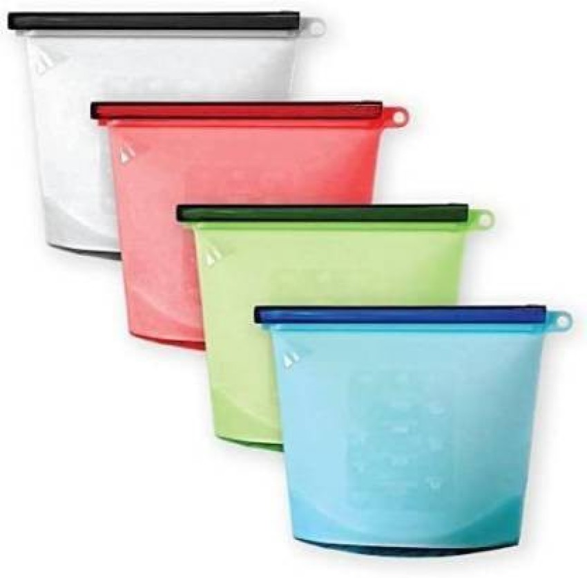 5 Pcs Reusable Silicone Food Storage Bagsstand Up Leakproof Zip  Containersreusable Sandwich Bagsnontoxic  Fruugo IN
