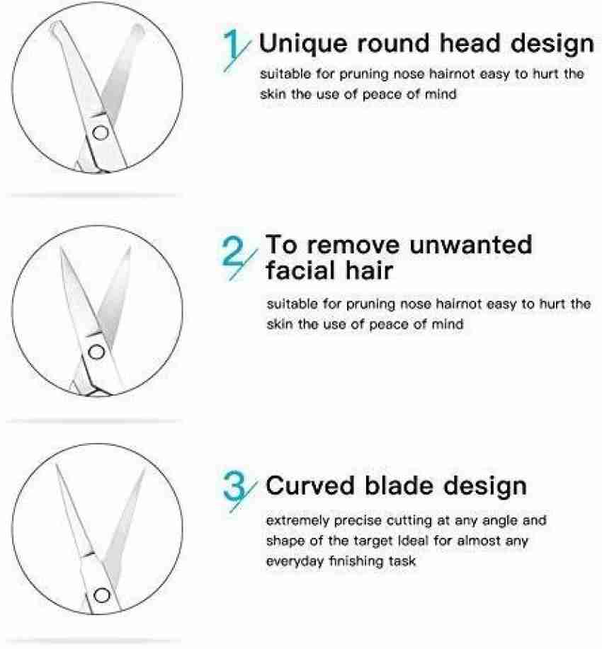  | Red Square Nose Hair Scissors 3 Pcs Curved And Rounded Eyebrows  Facial Hair Scissors For Men Moustache Scissor Beard Trimming Scissors  Safety Use For Eyebrows, Eyelashes, Nose And Ear Hair