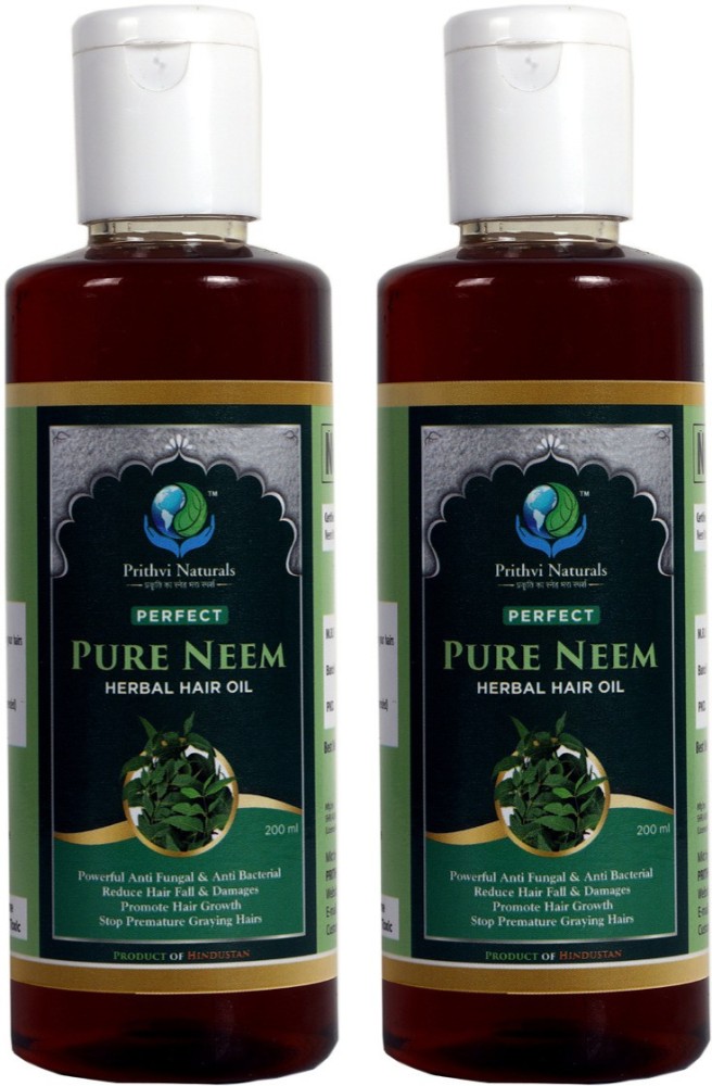 Prithvi Naturals Perfect Pure Neem Herbal Hair Oil Controls Hair Fall And   Major Hair Problems Best Combo Of Neem Hair Oil 200ml  Neem Hair Oil  200ml Total Hair Oil 