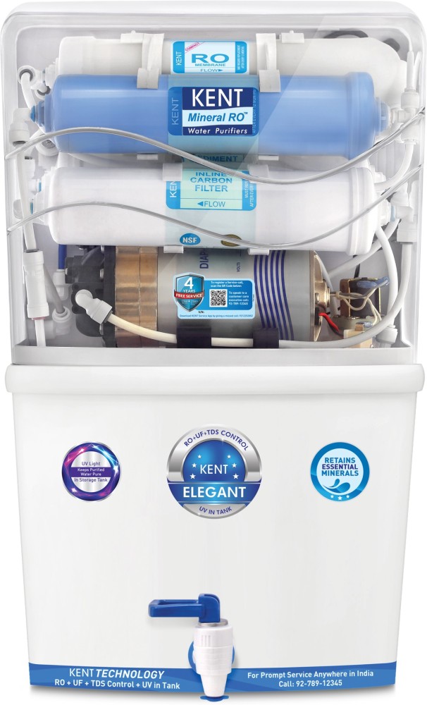 KENT Supreme RO Water Purifier | 4 Years Free Service| Multiple  Purification Process | RO + UF + TDS Control + UV LED Tank | 8L Tank | 20  LPH Flow