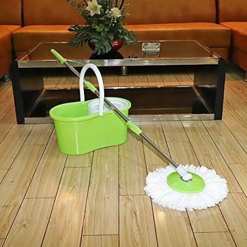 Household Stainless Steel Handle Double-drive Rotating Mop Bucket, Suitable  For Living Room, Kitchen, Bathroom And Various Types Of Floors, One Mop