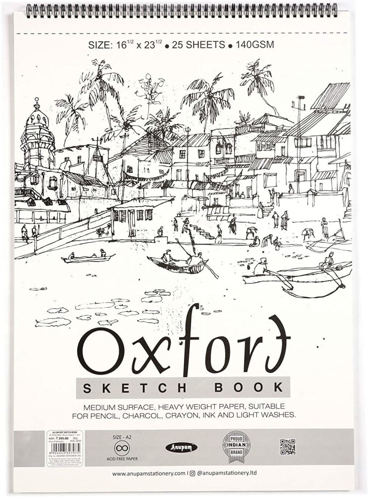 ANUPAM Oxford Sketch Pad  25 Sheets 125GSM A2 Size Sketch Pad Price in  India  Buy ANUPAM Oxford Sketch Pad  25 Sheets 125GSM A2 Size Sketch  Pad online at Flipkartcom