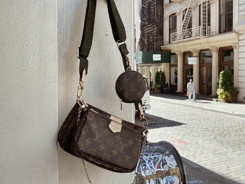 LV Brown Sling Bag MULTI POCHETTE Brown - Price in India