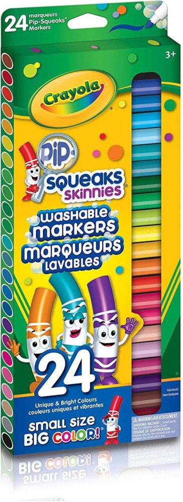 CRAYOLA Pip-Squeaks Fine Line Washable Markers 24 pcs Set -  Washable Marker for Kids