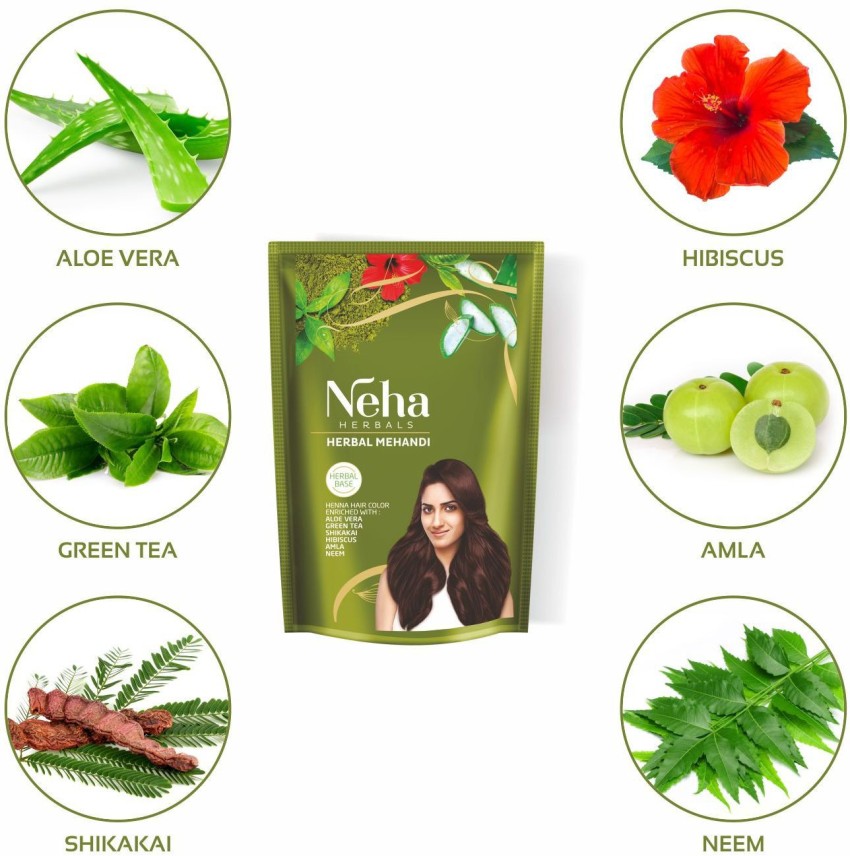 Buy Neha Herbals Mehandi Henna Hair Colour  Aloe Vera Green Tea Amla  Neem Prevents Dandruff Online at Best Price of Rs 35  bigbasket