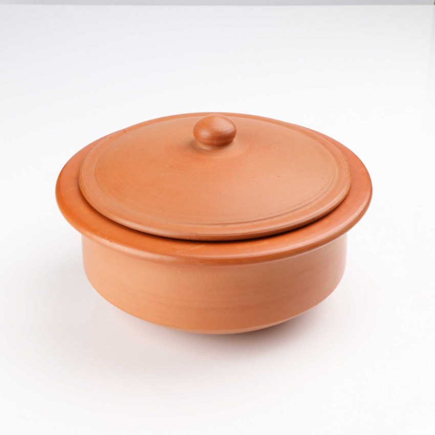 Unglazed Clay Pot for Cooking Serving With Lid/ Earthen Kadai