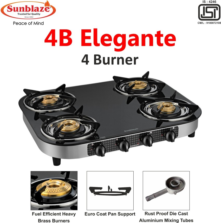 sunblaze gas stove 4 burner glass top