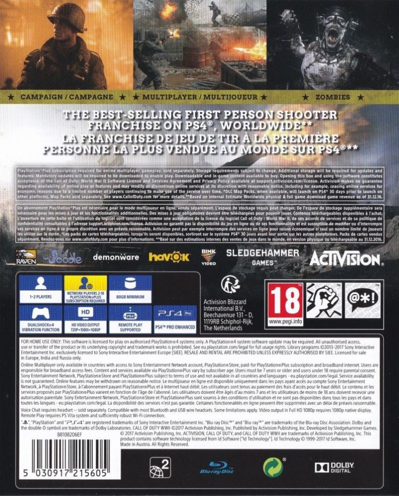 Mavin  Call of Duty WWII (PS4 PlayStation, 4 2017) WW2 Brand New