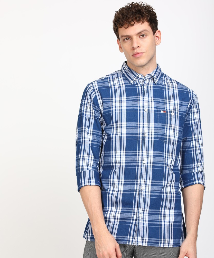 tommy hilfiger blue check shirt