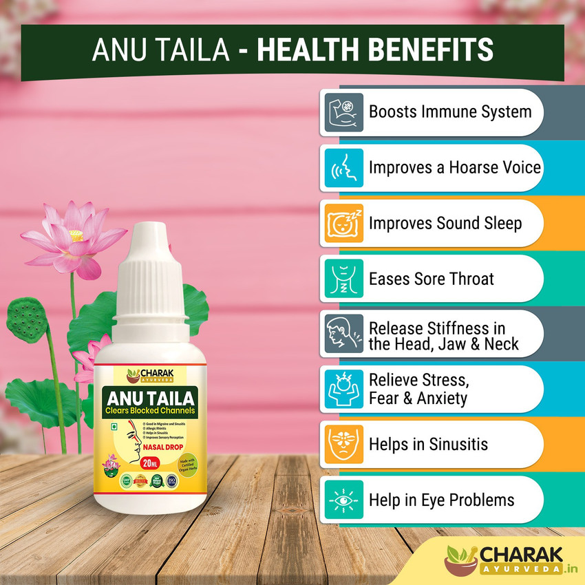 Charak Ayurveda Anu Taila | Nasal Oil Drops | Pack of 2 Price in