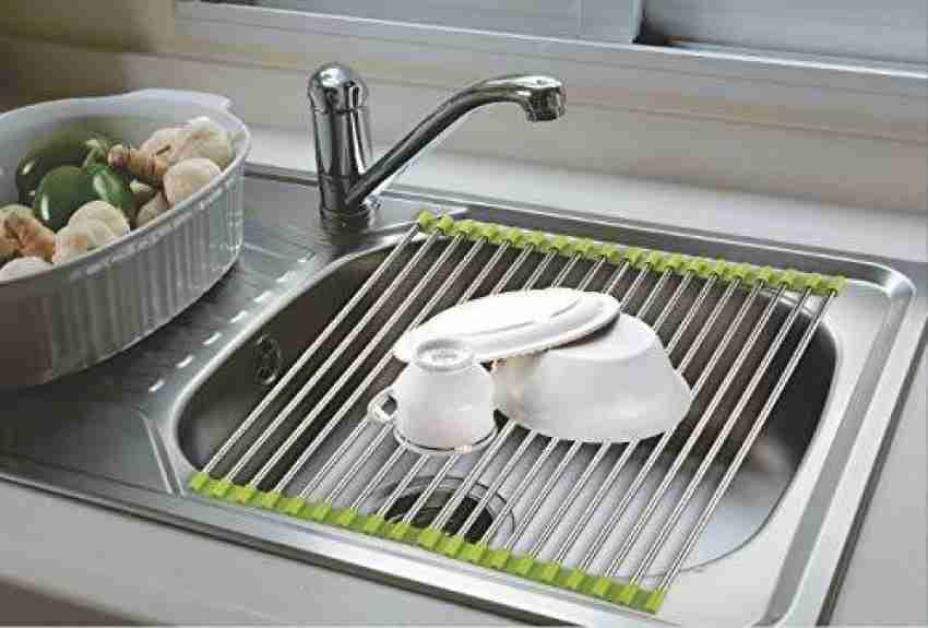  Roll Up Dish Drying Rack Over The Sink with Utensil Holder  Folding Dish Rack Dish Drainer for Kitchen Sink Counter Roll-Up Drying Rack  Foldable Dish Drying Rack Stainless Steel (20x11)