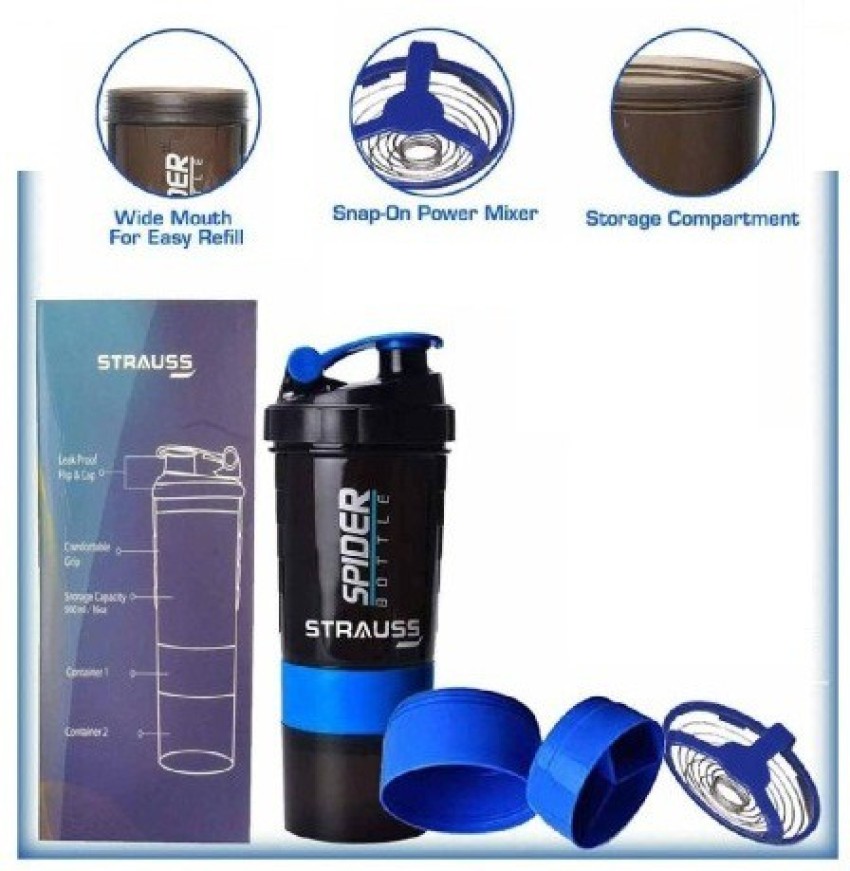 spider Smart Protein Shaker Bottle for gym with 2 Storage Extra Compartment  500 ml Shaker - Buy spider Smart Protein Shaker Bottle for gym with 2  Storage Extra Compartment 500 ml Shaker