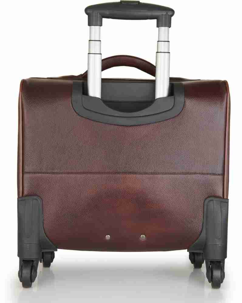 Handmade Full Grain Leather Trolley Bag Luggage Bag With Wheels