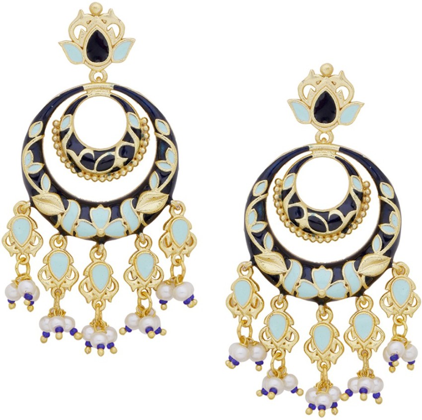 Voylla Yellow Gold Plated Chandbali Earrings  Get Best Price from  Manufacturers  Suppliers in India