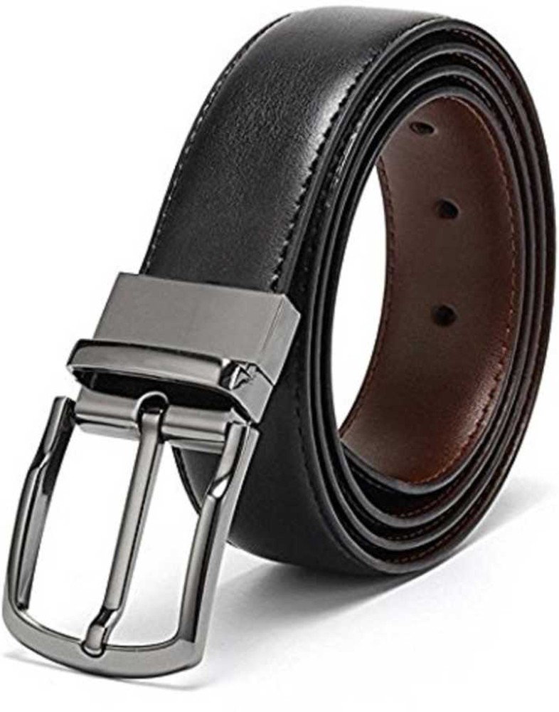 Artificial Leather Black Mens Reversible Belt