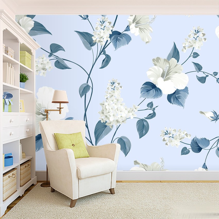 Decorative Production Floral  Botanical Blue Wallpaper Price in India   Buy Decorative Production Floral  Botanical Blue Wallpaper online at  Flipkartcom