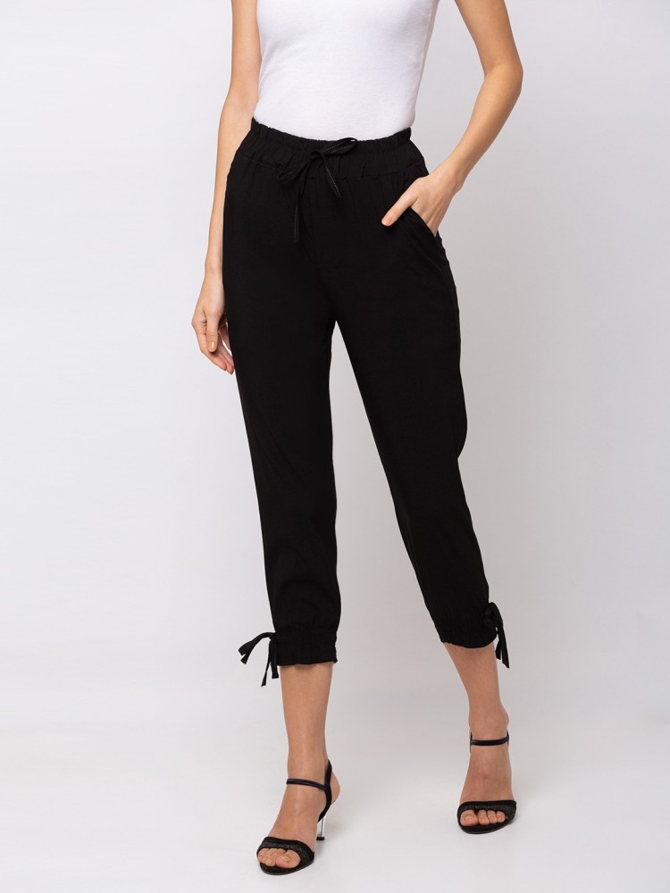 Black Crepe Belted Skinny Flare Trousers  PrettyLittleThing