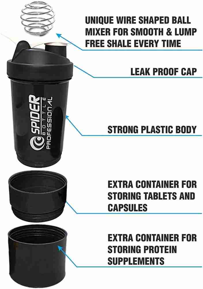 Yzabelle Gym Shaker Bottle, 100% Leakproof, BPA-Free Blender Bottle for  Protein. 500 ml Shaker with Extra Compartment (Pack of 2, Red, Plastic) 