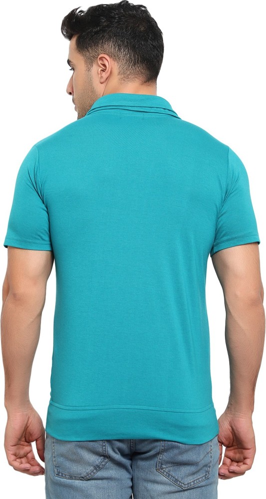 Buy Men Premium Petrol Blue Cotton Polo T-Shirts - UnderJeans by Spykar S