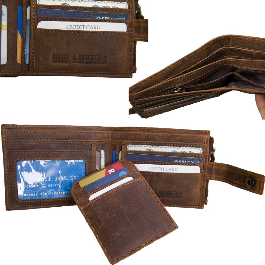 Buy LUXIQE Men Brown Synthetic Leather Bi-Fold Wallet Online at Low Prices  in India 