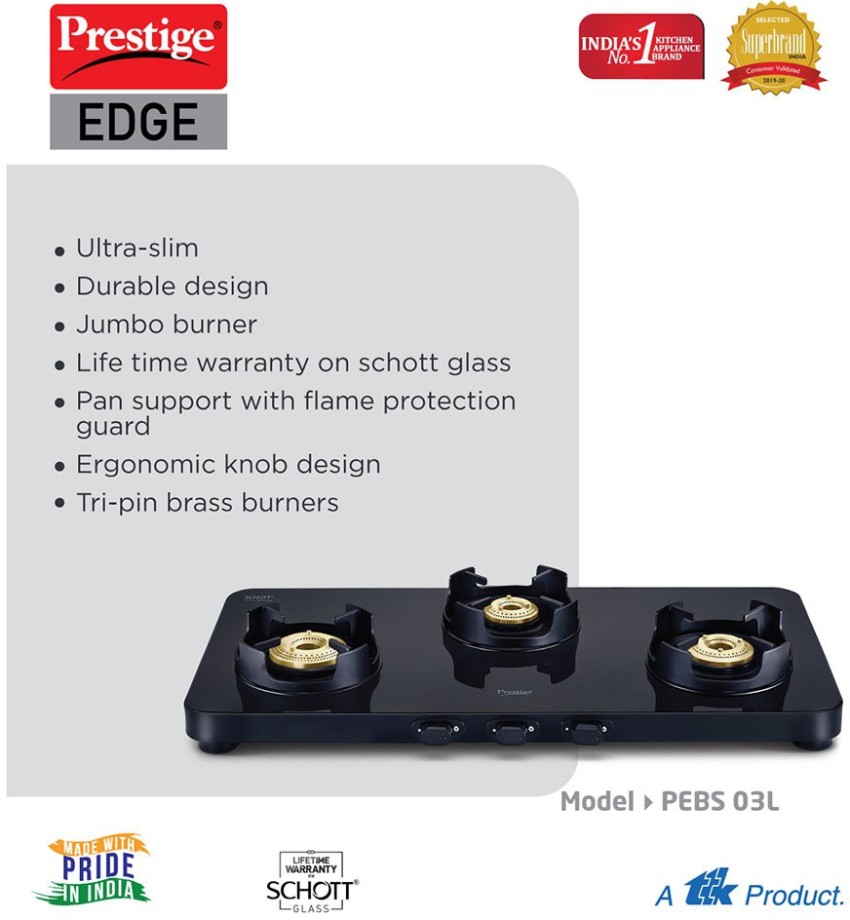 prestige edge schott glass 2 burner gas stove